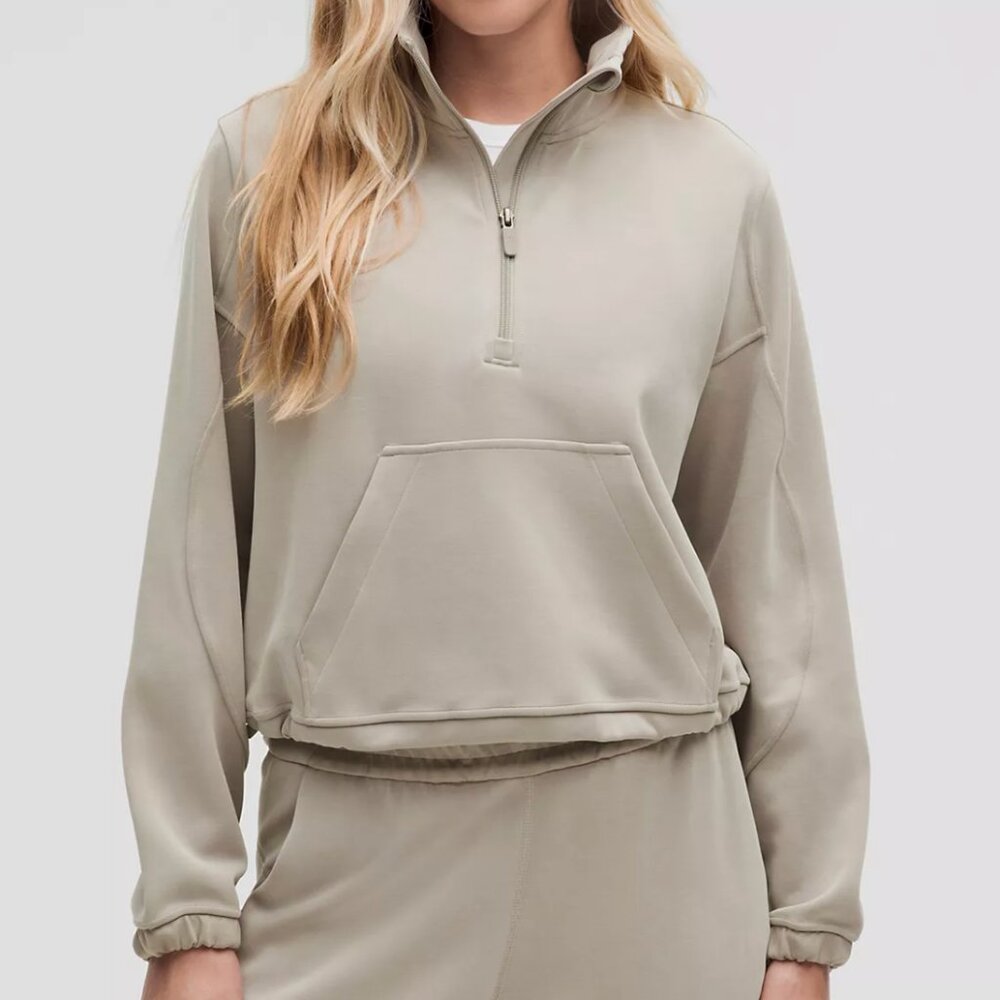 Lululemon - Brushed Softstreme Half Zip (Size 2; Riverstone)